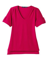 Devon & Jones DG20WB Ladies' CrownLux Performance Plaited Rolled-Sleeve Top #color_RED