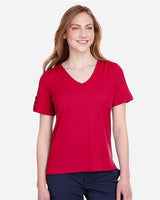 Devon & Jones DG20WB Ladies' CrownLux Performance Plaited Rolled-Sleeve Top #color_RED