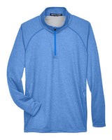 Devon & Jones DG440 Men's Stretch Tech-Shell Compass Quarter-Zip #color_FRENCH BLUE HTHR