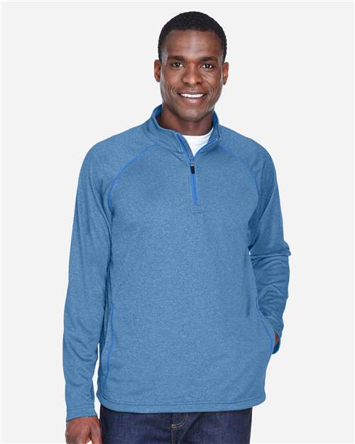 Devon & Jones DG440 Men's Stretch Tech-Shell Compass Quarter-Zip #color_FRENCH BLUE HTHR