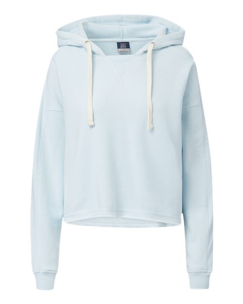 MV Sport W23101 Women's Angel Fleece Crop Hooded Sweatshirt #color_Arctic Blue