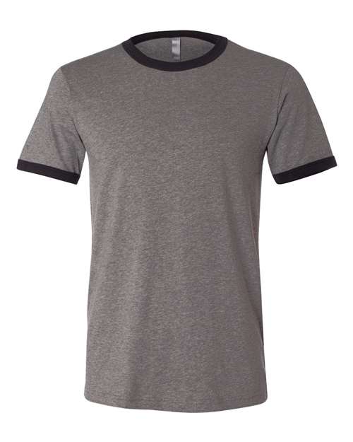 Bella + Canvas 3055C Men's Jersey Short-Sleeve Ringer T-Shirt #color_DEEP HEATHR/ BLK