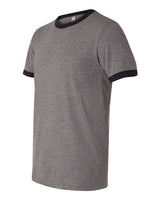 Bella + Canvas 3055C Men's Jersey Short-Sleeve Ringer T-Shirt #color_DEEP HEATHR/ BLK