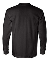 Bayside BA8100 Adult 6.1 oz., 100% Cotton Long Sleeve Pocket T-Shirt #color_BLACK