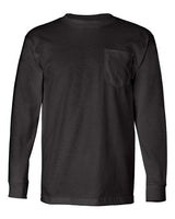 Bayside BA8100 Adult 6.1 oz., 100% Cotton Long Sleeve Pocket T-Shirt #color_BLACK