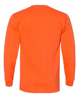 Bayside BA8100 Adult 6.1 oz., 100% Cotton Long Sleeve Pocket T-Shirt #color_BRIGHT ORANGE