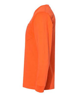 Bayside BA8100 Adult 6.1 oz., 100% Cotton Long Sleeve Pocket T-Shirt #color_BRIGHT ORANGE