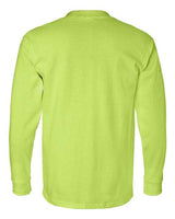 Bayside BA8100 Adult 6.1 oz., 100% Cotton Long Sleeve Pocket T-Shirt #color_LIME GREEN
