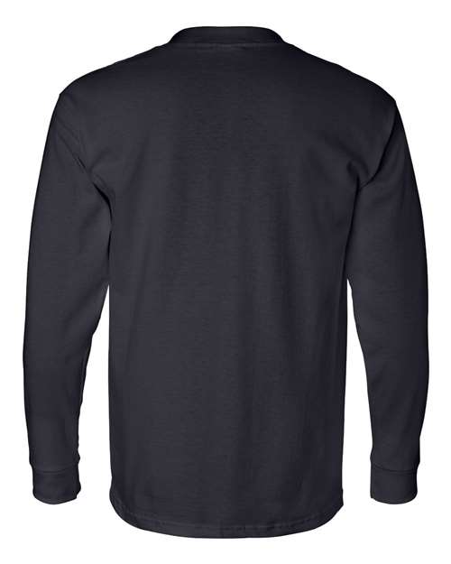 Bayside BA8100 Adult 6.1 oz., 100% Cotton Long Sleeve Pocket T-Shirt #color_NAVY