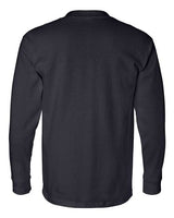 Bayside BA8100 Adult 6.1 oz., 100% Cotton Long Sleeve Pocket T-Shirt #color_NAVY