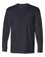 Bayside BA8100 Adult 6.1 oz., 100% Cotton Long Sleeve Pocket T-Shirt #color_NAVY