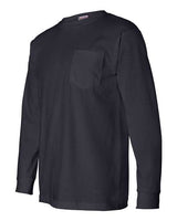 Bayside BA8100 Adult 6.1 oz., 100% Cotton Long Sleeve Pocket T-Shirt #color_NAVY