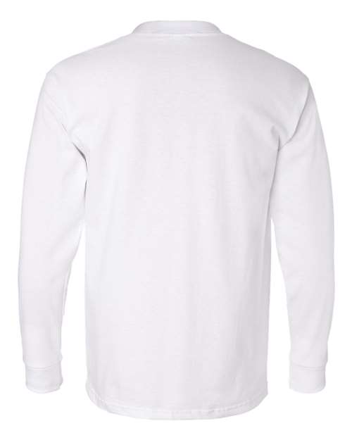 Bayside BA8100 Adult 6.1 oz., 100% Cotton Long Sleeve Pocket T-Shirt #color_WHITE