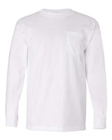 Bayside BA8100 Adult 6.1 oz., 100% Cotton Long Sleeve Pocket T-Shirt #color_WHITE