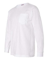 Bayside BA8100 Adult 6.1 oz., 100% Cotton Long Sleeve Pocket T-Shirt #color_WHITE
