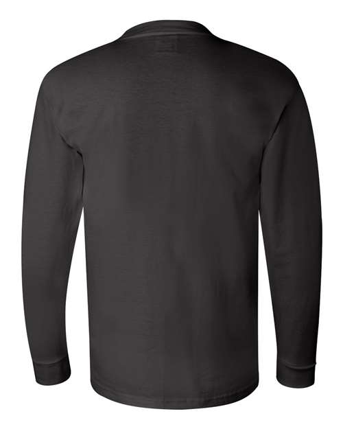 Bayside BA6100 Adult 6.1 oz., 100% Cotton Long Sleeve T-Shirt #color_BLACK