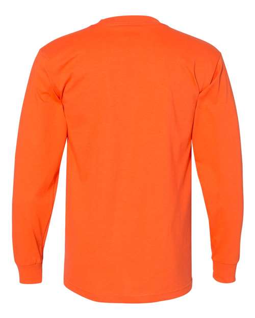 Bayside BA6100 Adult 6.1 oz., 100% Cotton Long Sleeve T-Shirt #color_BRIGHT ORANGE