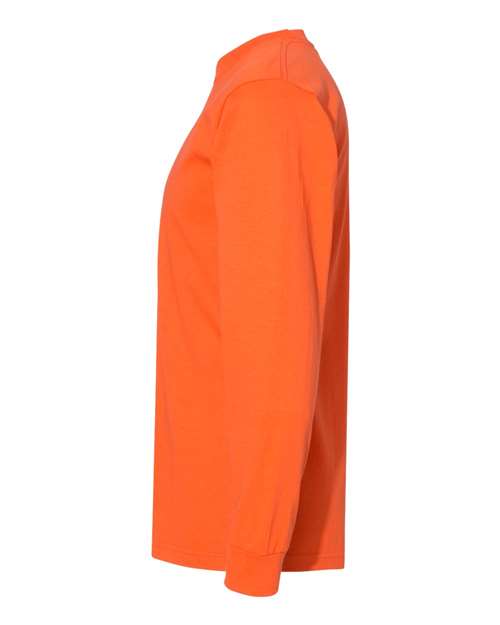 Bayside BA6100 Adult 6.1 oz., 100% Cotton Long Sleeve T-Shirt #color_BRIGHT ORANGE