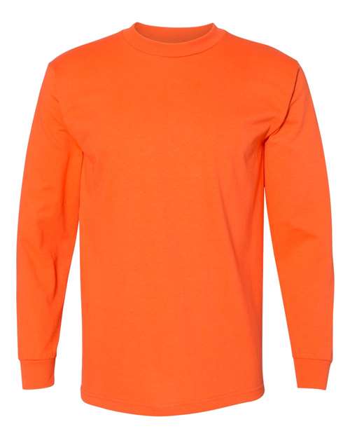 Bayside BA6100 Adult 6.1 oz., 100% Cotton Long Sleeve T-Shirt #color_BRIGHT ORANGE