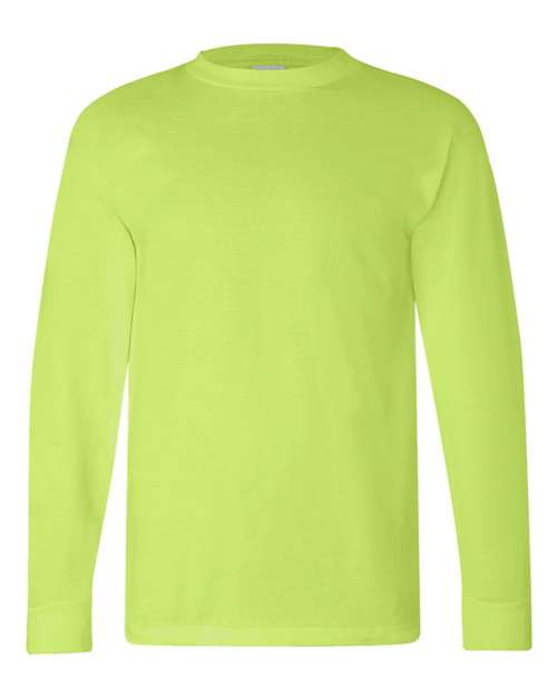 Bayside BA6100 Adult 6.1 oz., 100% Cotton Long Sleeve T-Shirt #color_LIME GREEN