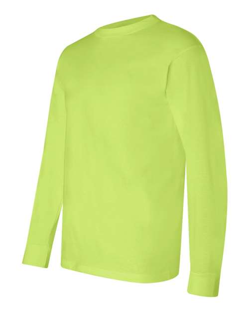 Bayside BA6100 Adult 6.1 oz., 100% Cotton Long Sleeve T-Shirt #color_LIME GREEN