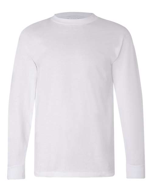 Bayside BA6100 Adult 6.1 oz., 100% Cotton Long Sleeve T-Shirt #color_WHITE