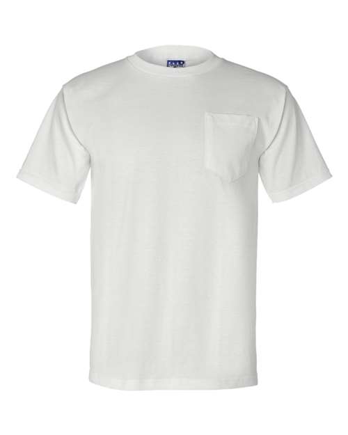 Bayside BA3015 Adult 6.1 oz., Cotton Pocket T-Shirt #color_WHITE