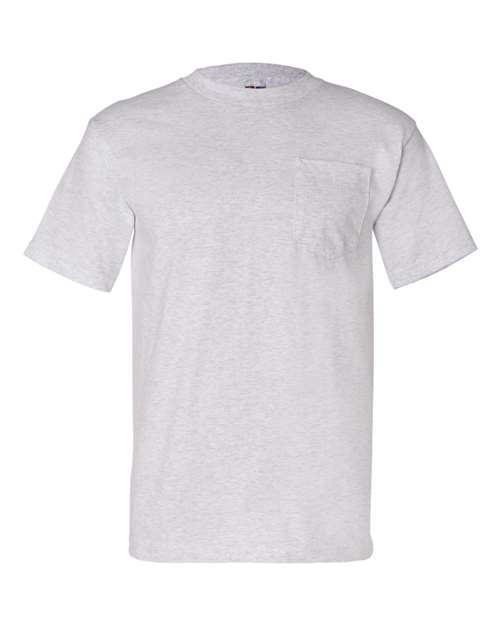 Bayside BA7100 Adult 6.1 oz., 100% Cotton Pocket T-Shirt #color_ASH
