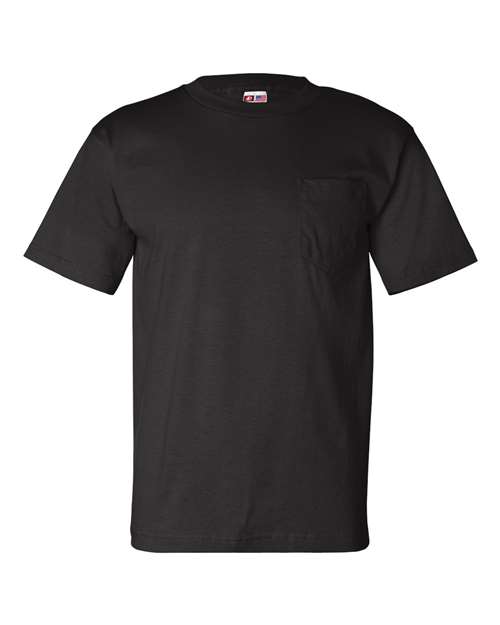 Bayside BA7100 Adult 6.1 oz., 100% Cotton Pocket T-Shirt #color_BLACK