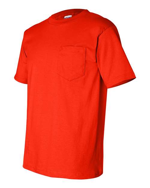 Bayside BA7100 Adult 6.1 oz., 100% Cotton Pocket T-Shirt #color_BRIGHT ORANGE