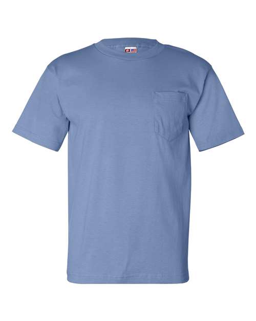 Bayside BA7100 Adult 6.1 oz., 100% Cotton Pocket T-Shirt #color_CAROLINA BLUE