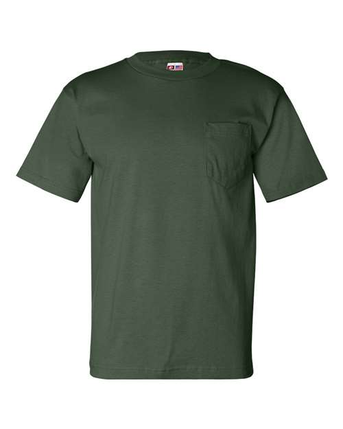 Bayside BA7100 Adult 6.1 oz., 100% Cotton Pocket T-Shirt #color_FOREST GREEN