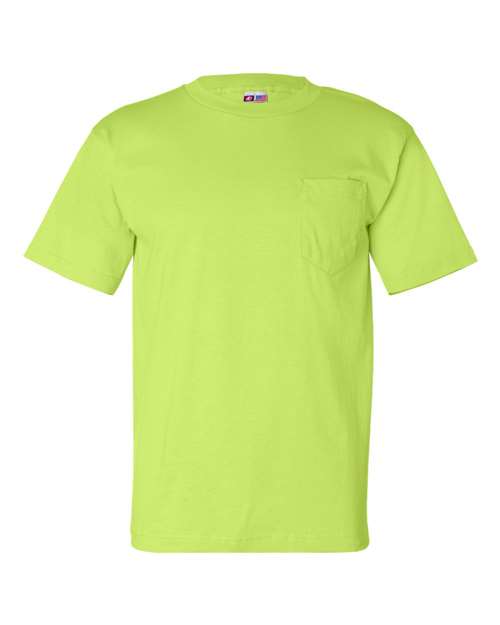 Bayside BA7100 Adult 6.1 oz., 100% Cotton Pocket T-Shirt #color_LIME GREEN