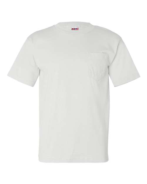 Bayside BA7100 Adult 6.1 oz., 100% Cotton Pocket T-Shirt #color_WHITE