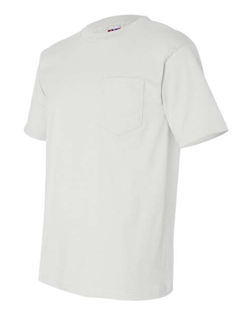 Bayside BA7100 Adult 6.1 oz., 100% Cotton Pocket T-Shirt #color_WHITE
