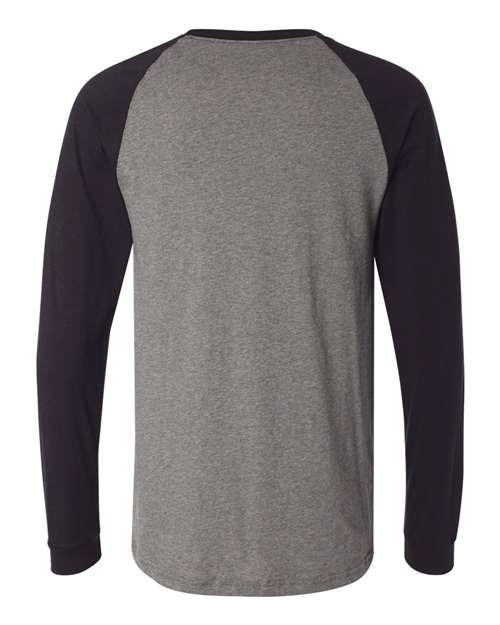Bella + Canvas 3000C Men's Jersey Long-Sleeve Baseball T-Shirt #color_DEEP HEATHR/ BLK