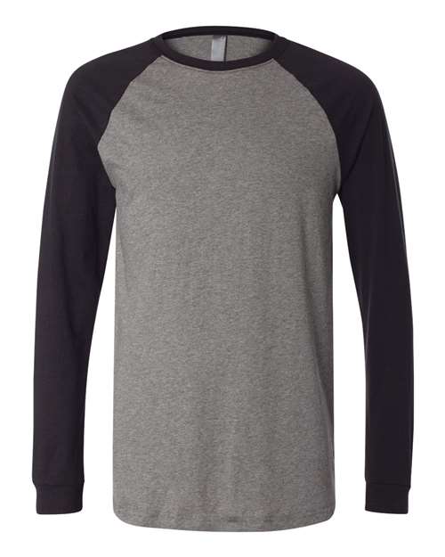 Bella + Canvas 3000C Men's Jersey Long-Sleeve Baseball T-Shirt #color_DEEP HEATHR/ BLK