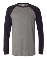 Bella + Canvas 3000C Men's Jersey Long-Sleeve Baseball T-Shirt #color_DEEP HEATHR/ BLK