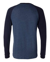Bella + Canvas 3000C Men's Jersey Long-Sleeve Baseball T-Shirt #color_HTHR NVY/ MDNITE
