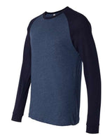 Bella + Canvas 3000C Men's Jersey Long-Sleeve Baseball T-Shirt #color_HTHR NVY/ MDNITE
