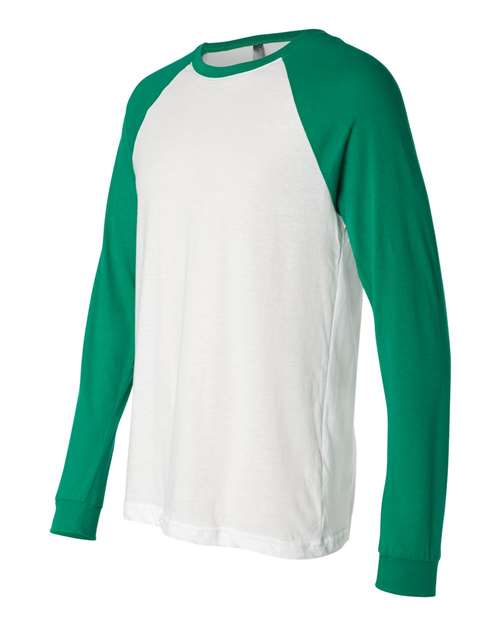 Bella + Canvas 3000C Men's Jersey Long-Sleeve Baseball T-Shirt #color_WHITE/ KELLY