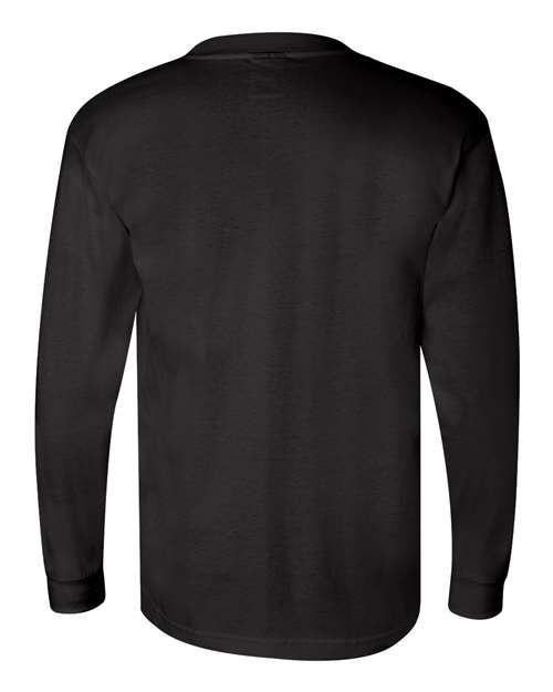 Bayside BA3055 Unisex Union-Made Long-Sleeve Pocket Crew T-Shirt #color_BLACK