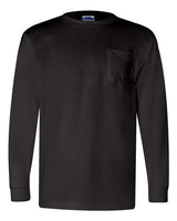 Bayside BA3055 Unisex Union-Made Long-Sleeve Pocket Crew T-Shirt #color_BLACK