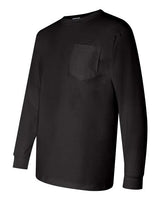 Bayside BA3055 Unisex Union-Made Long-Sleeve Pocket Crew T-Shirt #color_BLACK