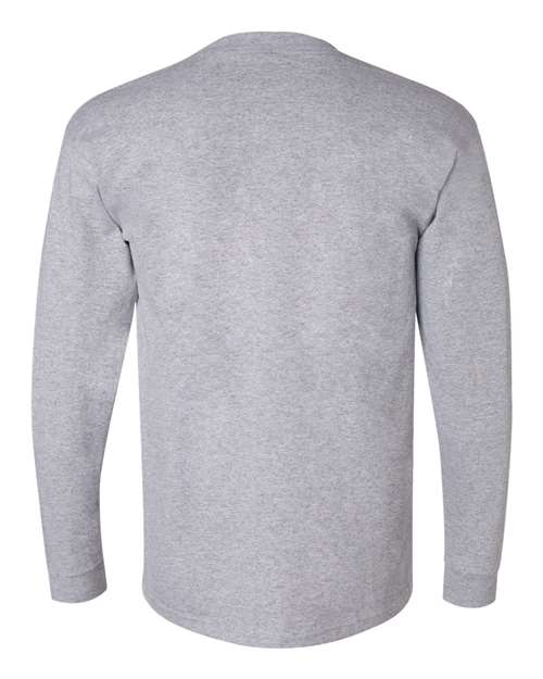 Bayside BA3055 Unisex Union-Made Long-Sleeve Pocket Crew T-Shirt #color_DARK ASH