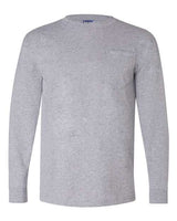 Bayside BA3055 Unisex Union-Made Long-Sleeve Pocket Crew T-Shirt #color_DARK ASH