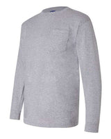 Bayside BA3055 Unisex Union-Made Long-Sleeve Pocket Crew T-Shirt #color_DARK ASH
