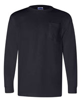 Bayside BA3055 Unisex Union-Made Long-Sleeve Pocket Crew T-Shirt #color_NAVY