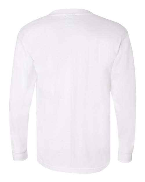 Bayside BA3055 Unisex Union-Made Long-Sleeve Pocket Crew T-Shirt #color_WHITE