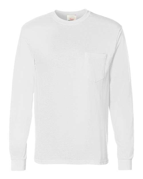 Hanes 5596 Men's Authentic-T Long-Sleeve Pocket T-Shirt #color_WHITE
